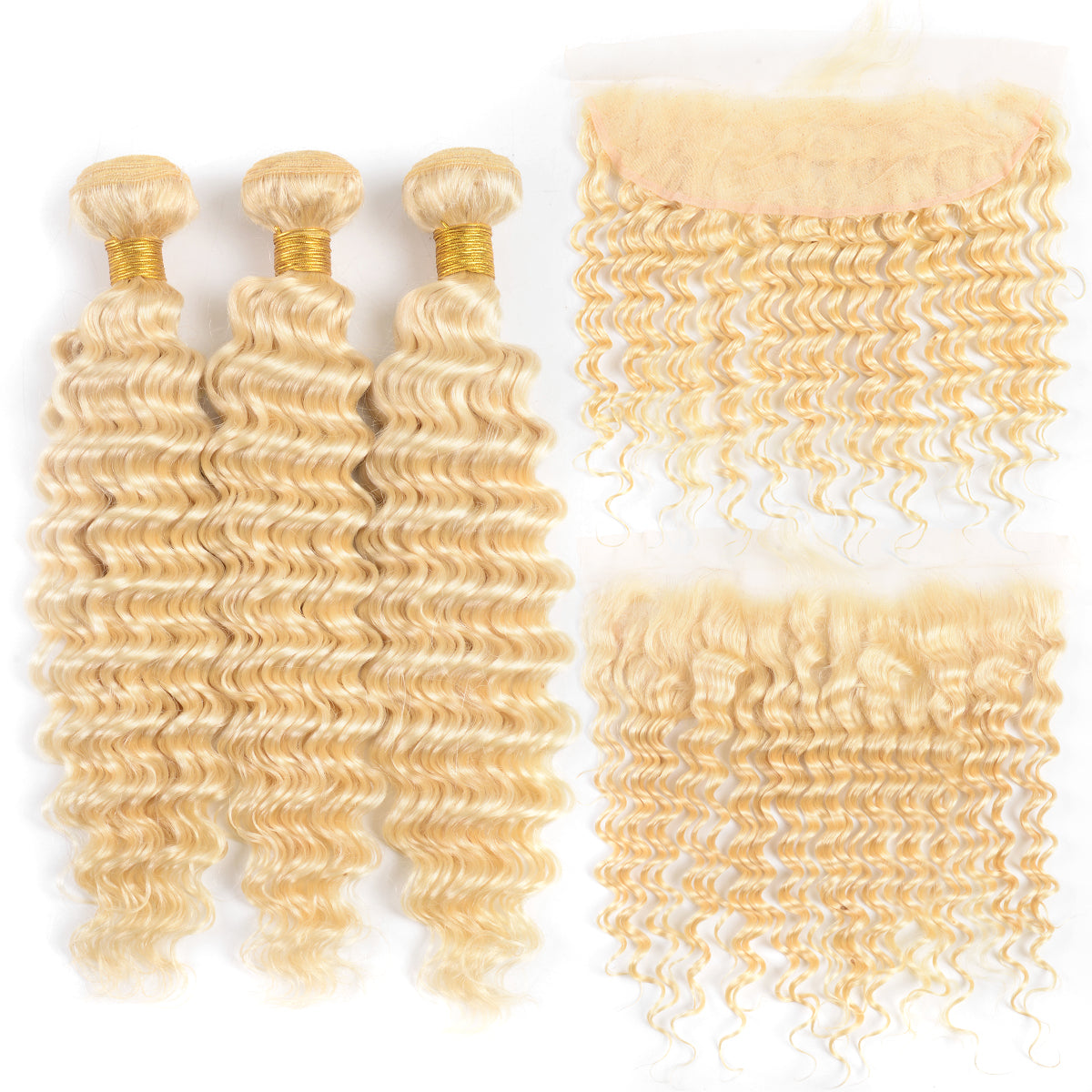 Pristine Luxury #613 Platinum Blonde Deep Wave Bundles - 3-Bundle Set